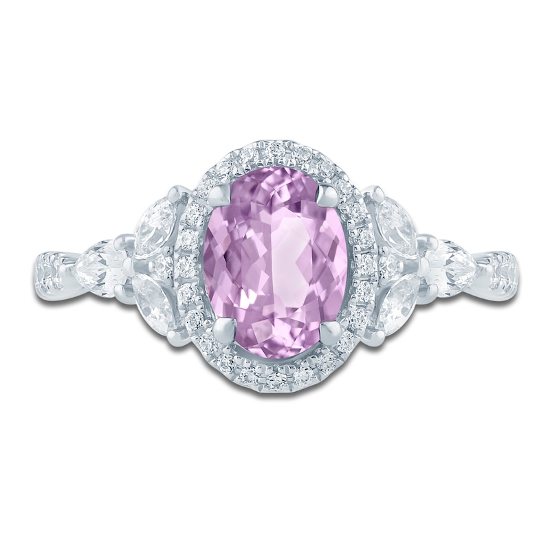 Main Image 3 of Pnina Tornai Oval-Cut Natural Light Amethyst & Diamond Engagement Ring 5/8 ct tw 14K White Gold