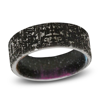 Rare Bond Men's 8mm Meteorite Pattern & Cerakote Sleeve Wedding Band Tungsten Carbide