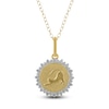 Thumbnail Image 1 of Diamond Stretching Cat Medallion Necklace 1/4 ct tw 10K Yellow Gold 18"