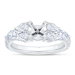 Pear-Shaped & Marquise-Cut Lab-Grown Diamond Engagement Ring Setting 1-1/4 ct tw 14K White Gold