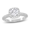 Thumbnail Image 1 of Round-Cut Lab-Grown Diamond Cushion Halo Engagement Ring 1-1/4 ct tw 14K White Gold