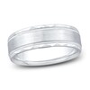 Thumbnail Image 1 of Men's Brushed Center Milgrain Wedding Band 14K White Gold 7mm