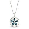 Thumbnail Image 1 of Marquise-Cut Natural London Blue Topaz & White Lab-Created Sapphire Flower Necklace Sterling Silver 18"