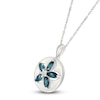 Thumbnail Image 2 of Marquise-Cut Natural London Blue Topaz & White Lab-Created Sapphire Flower Necklace Sterling Silver 18"