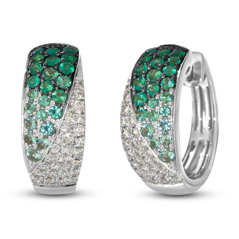 Main Image 2 of Le Vian Emerald Ombré Hoop Earrings 1/2 ct tw Diamonds 14K Vanilla Gold