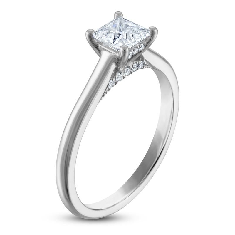 Main Image 2 of Princess-Cut Lab-Grown Diamond Solitaire Plus Engagement Ring 7/8 ct tw Platinum (VS2/F)