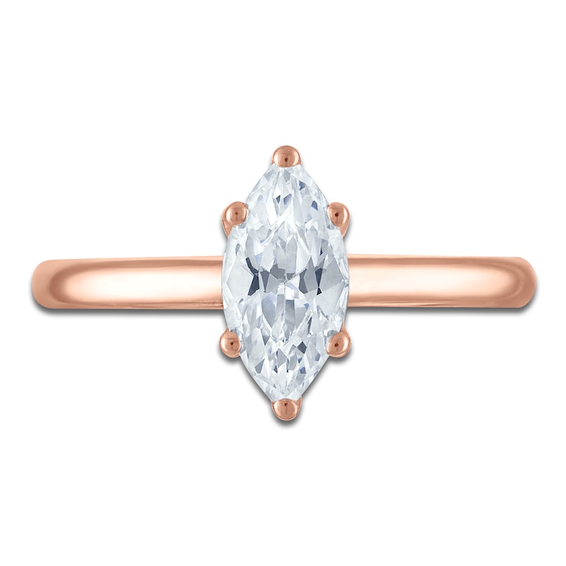 Main Image 3 of Marquise-Cut Lab-Created Diamond Solitaire Plus Engagement Ring 1 ct tw 18K Rose Gold (VS2/F)