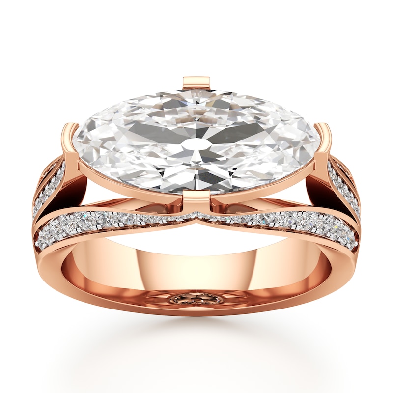 Main Image 1 of J'Lure Lab-Grown Diamond Moval Old-Cut Engagement Ring 3-1/2 ct tw 18K Rose Gold