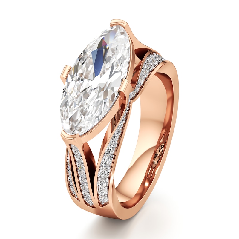Main Image 4 of J'Lure Lab-Grown Diamond Moval Old-Cut Engagement Ring 3-1/2 ct tw 18K Rose Gold