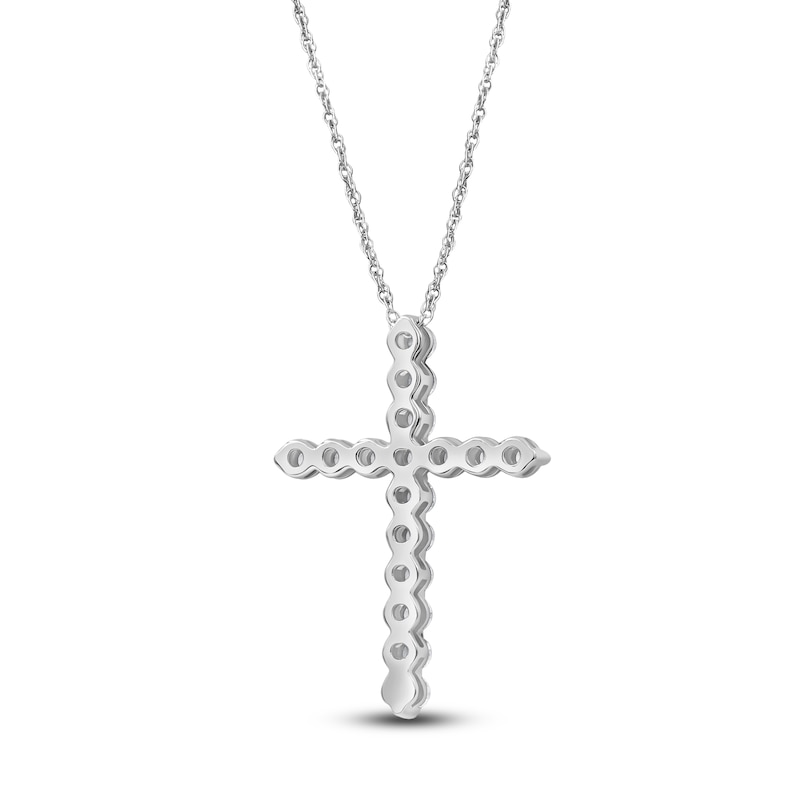 Main Image 4 of Lab-Grown Diamond Cross Necklace 1 ct tw 14K White Gold 18"