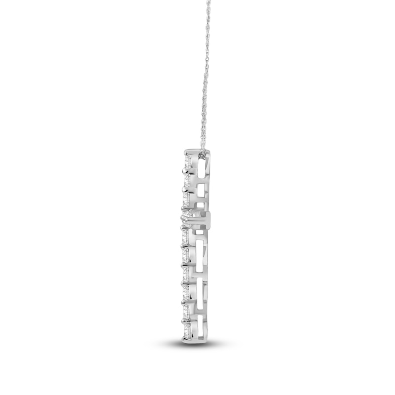 Main Image 5 of Lab-Grown Diamond Cross Necklace 1 ct tw 14K White Gold 18"