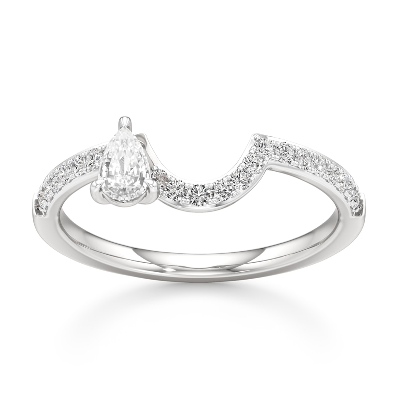 Main Image 1 of J'Lure Pear Step-Cut Lab-Grown Diamond Contour Wedding Band 3/8 ct tw 18K White Gold