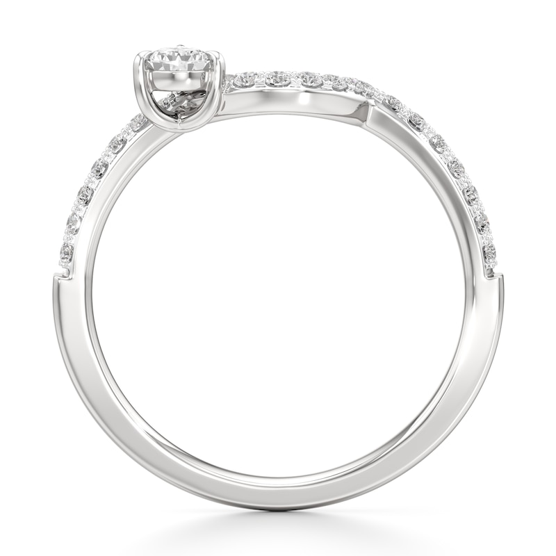 Main Image 2 of J'Lure Pear Step-Cut Lab-Grown Diamond Contour Wedding Band 3/8 ct tw 18K White Gold