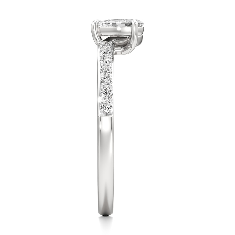 Main Image 3 of J'Lure Pear Step-Cut Lab-Grown Diamond Contour Wedding Band 3/8 ct tw 18K White Gold