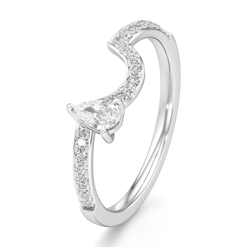 Main Image 4 of J'Lure Pear Step-Cut Lab-Grown Diamond Contour Wedding Band 3/8 ct tw 18K White Gold