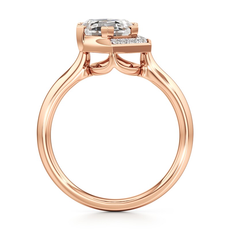Main Image 2 of J'Lure Hexagon Step-Cut Lab-Grown Diamond Half-Halo Engagement Ring 2 ct tw 18K Rose Gold