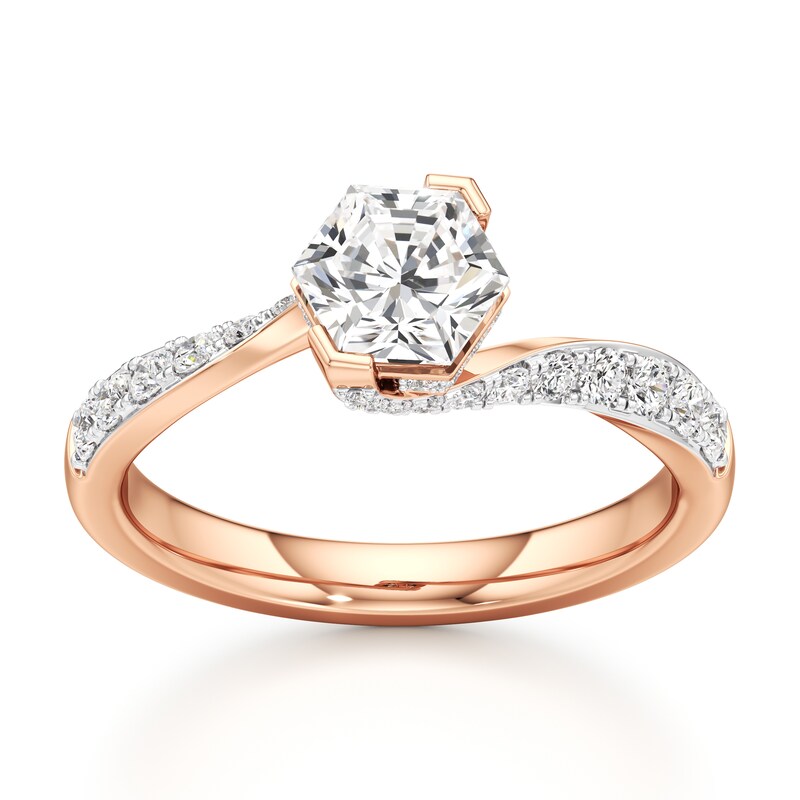 Main Image 1 of J'Lure Hexagon Brilliant-Cut Lab-Grown Diamond Bypass Engagement Ring 1-3/8 ct tw 18K Rose Gold