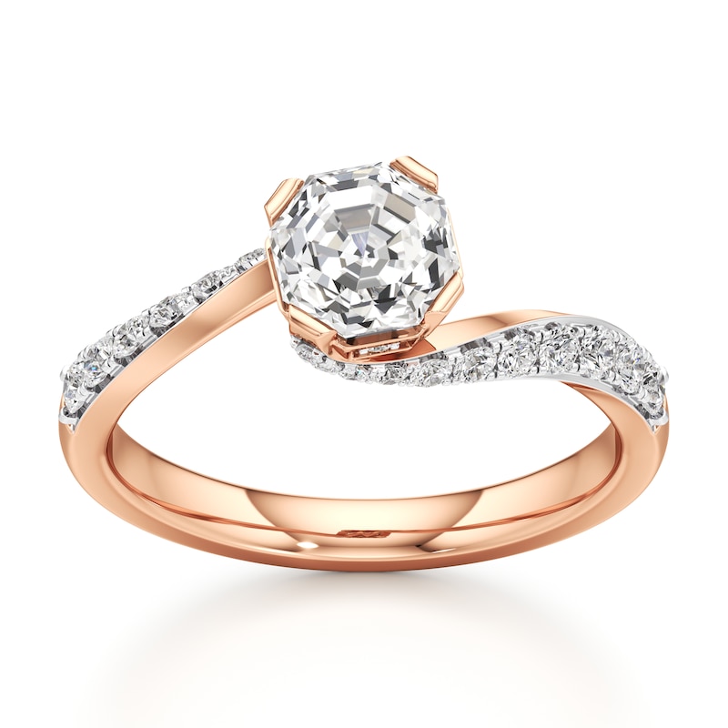 Main Image 1 of J'Lure Octagon Step-Cut Lab-Grown Diamond Bypass Engagement Ring 1-1/3 ct tw 18K Rose Gold