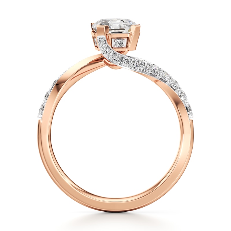 Main Image 2 of J'Lure Octagon Step-Cut Lab-Grown Diamond Bypass Engagement Ring 1-1/3 ct tw 18K Rose Gold
