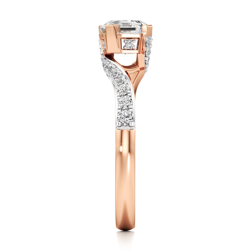 Main Image 3 of J'Lure Octagon Step-Cut Lab-Grown Diamond Bypass Engagement Ring 1-1/3 ct tw 18K Rose Gold