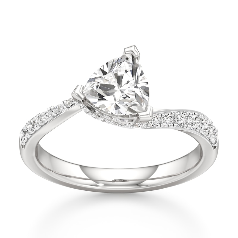 Main Image 1 of J'Lure Trillion Curved Brilliant-Cut Lab-Grown Diamond Bypass Engagement Ring 1-1/4 ct tw 18K White Gold