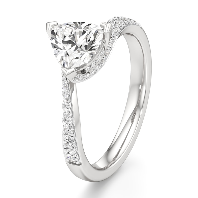 Main Image 4 of J'Lure Trillion Curved Brilliant-Cut Lab-Grown Diamond Bypass Engagement Ring 1-1/4 ct tw 18K White Gold