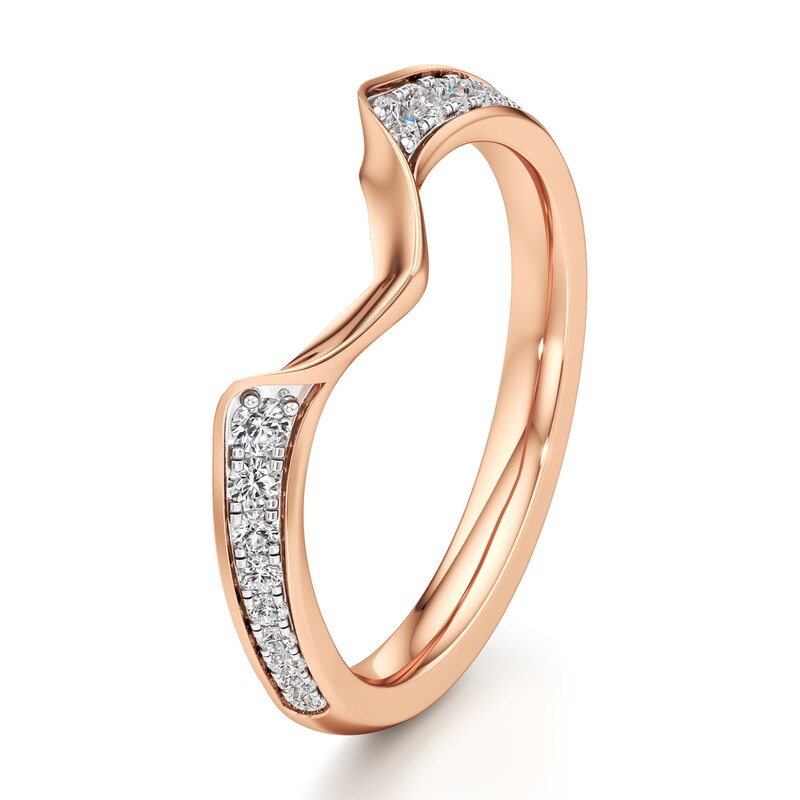 Main Image 4 of J'Lure Lab-Created Diamond Contour Wedding Band 1/5 ct tw 18K Rose Gold