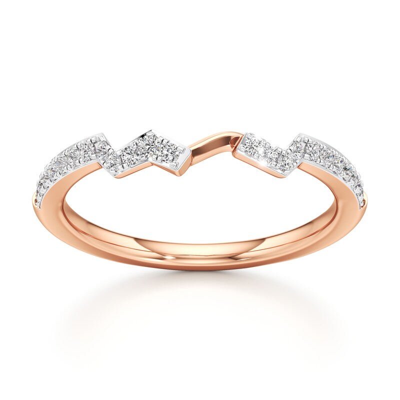 Main Image 1 of J'Lure Lab-Created Diamond Angled Contour Wedding Band 1/6 ct tw 18K Rose Gold