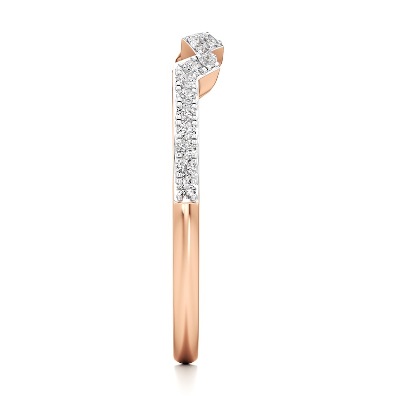 Main Image 3 of J'Lure Lab-Created Diamond Angled Contour Wedding Band 1/6 ct tw 18K Rose Gold
