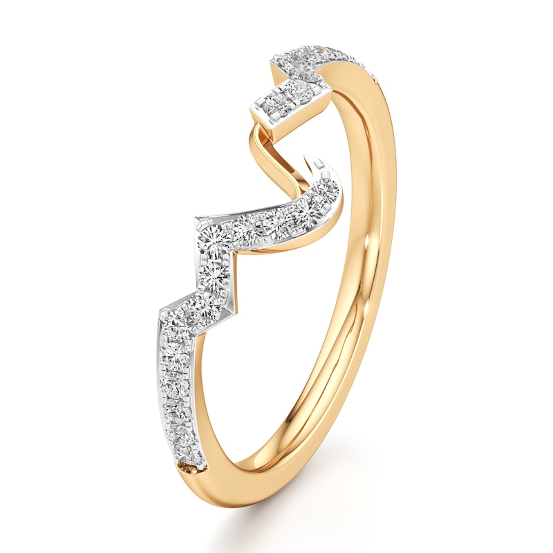 Main Image 4 of J'Lure Lab-Grown Diamond Angled Contour Wedding Band 1/4 ct tw 18K Yellow Gold