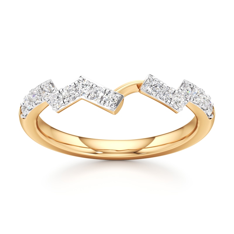 Main Image 1 of J'Lure Lab-Grown Diamond Angled Contour Wedding Band 1/3 ct tw 18K Yellow Gold