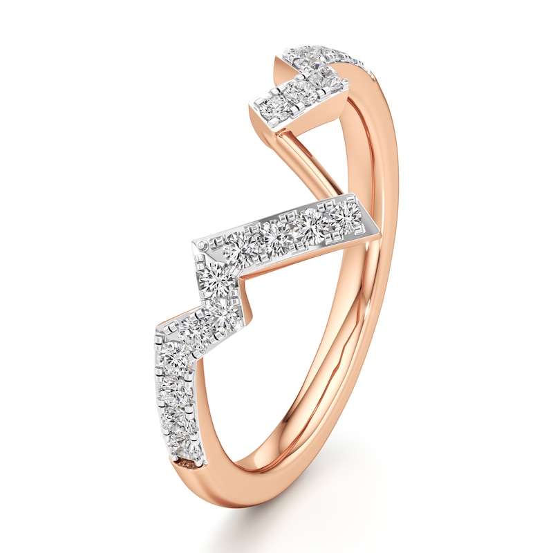 Main Image 4 of J'Lure Lab-Grown Diamond Angled Contour Wedding Band 1/4 ct tw 18K Rose Gold