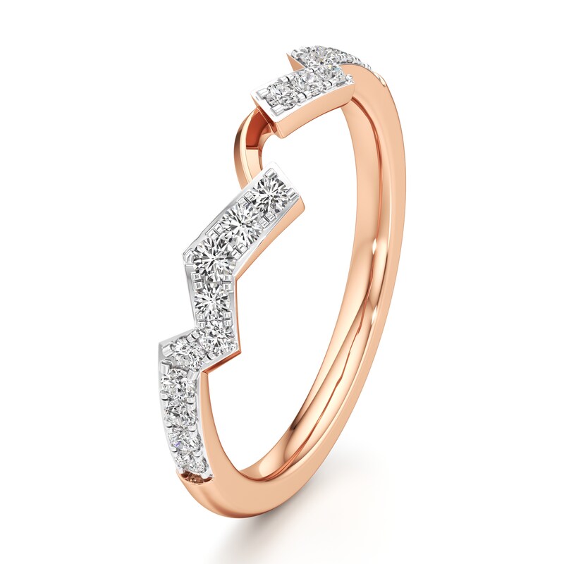 Main Image 4 of J'Lure Lab-Grown Diamond Angled Contour Wedding Band 1/4 ct tw 18K Rose Gold