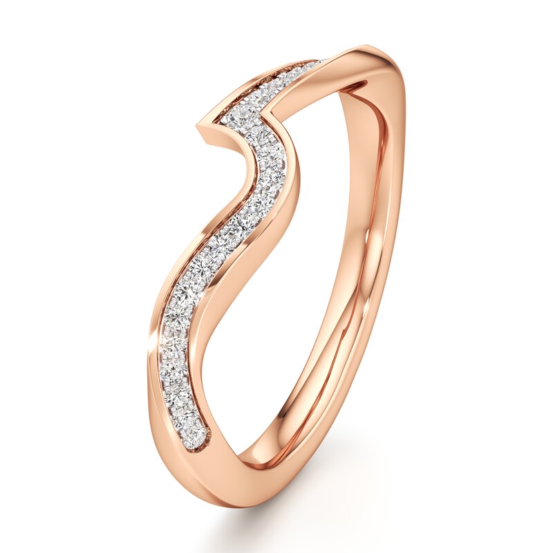 Main Image 4 of J'Lure Lab-Grown Diamond Contour Wedding Band 1/6 ct tw 18K Rose Gold