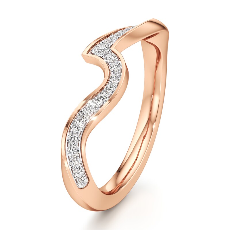 Main Image 4 of J'Lure Lab-Grown Diamond Contour Wedding Band 1/5 ct tw 18K Rose Gold