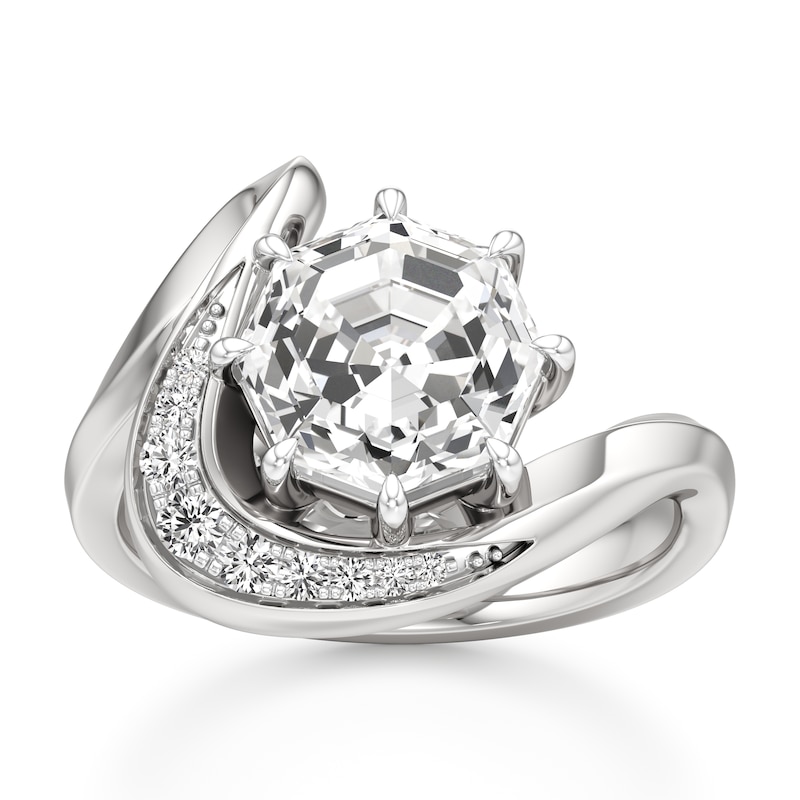 Main Image 1 of J'Lure Octagon Step-Cut Lab-Grown Diamond Engagement Ring 3 ct tw 18K White Gold
