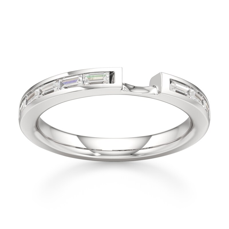 Main Image 1 of J'Lure Baguette-Cut Lab-Grown Diamond Contour Wedding Band 1/3 ct tw 18K White Gold