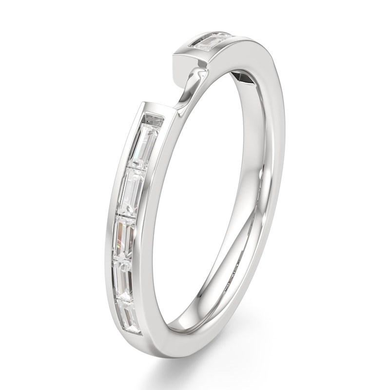 Main Image 4 of J'Lure Baguette-Cut Lab-Grown Diamond Contour Wedding Band 1/3 ct tw 18K White Gold