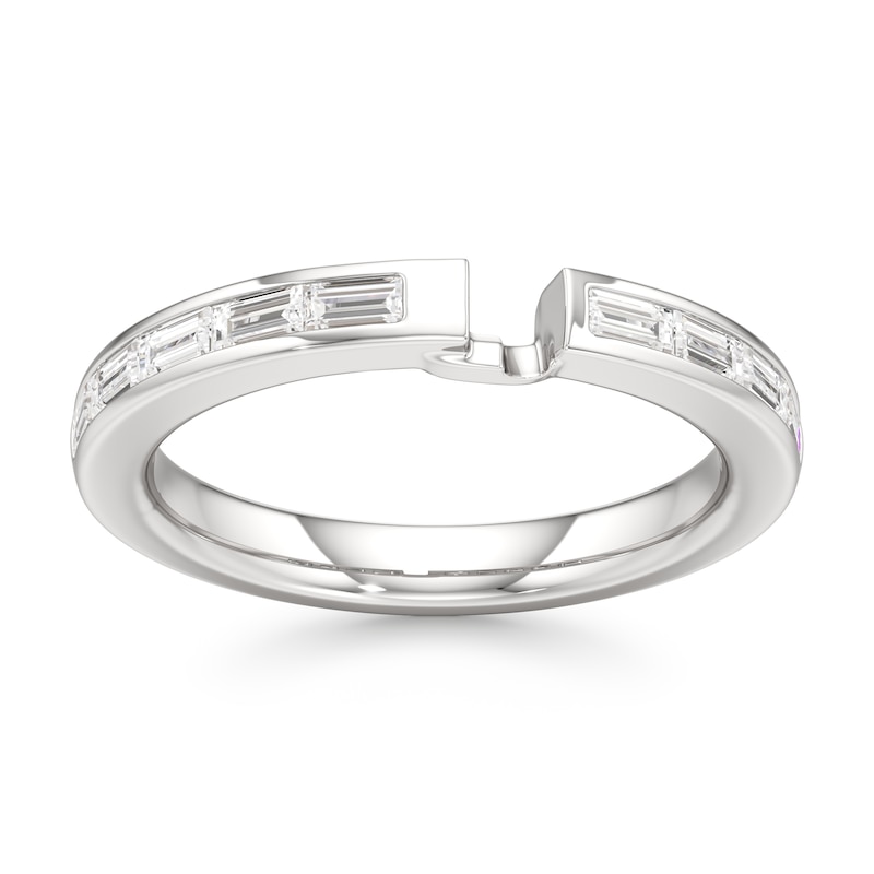 Main Image 1 of J'Lure Baguette-Cut Lab-Created Diamond Contour Wedding Band 3/8 ct tw 18K White Gold