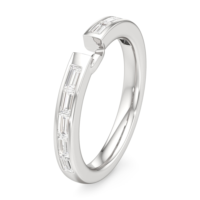 Main Image 4 of J'Lure Baguette-Cut Lab-Created Diamond Contour Wedding Band 3/8 ct tw 18K White Gold