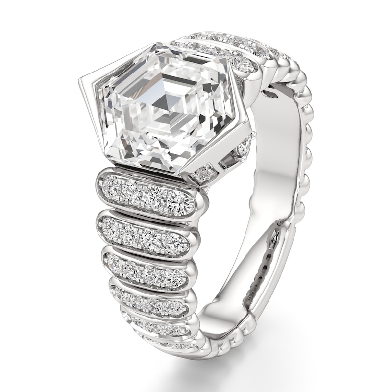 Main Image 4 of J'Lure Hexagon Step-Cut Lab-Grown Diamond Engagement Ring 3-1/2 ct tw 18K White Gold