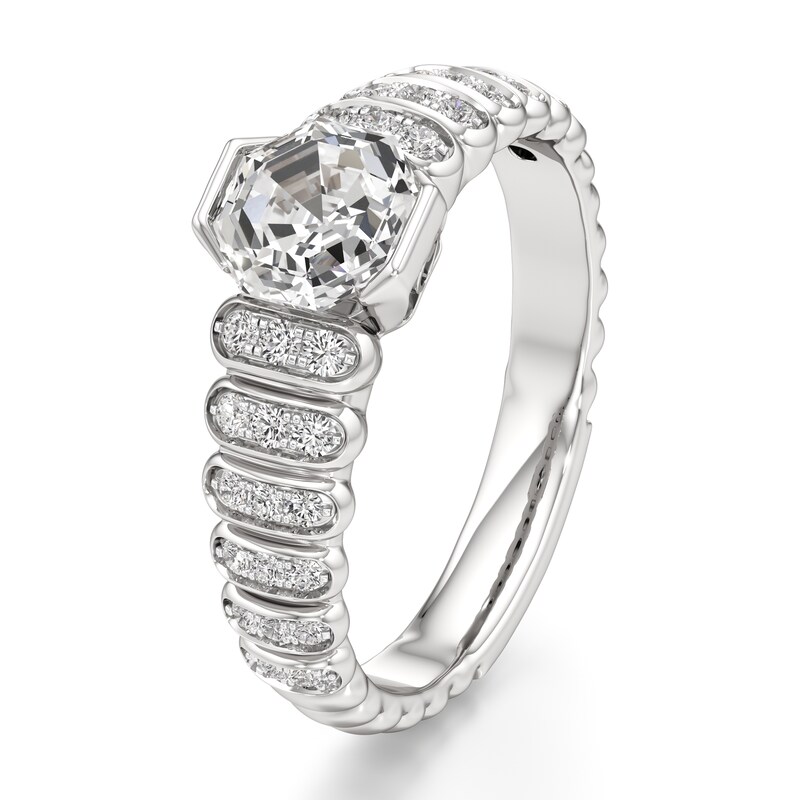 Main Image 4 of J'Lure Octagon Step-Cut Lab-Grown Diamond Engagement Ring 1-1/4 ct tw 18K White Gold