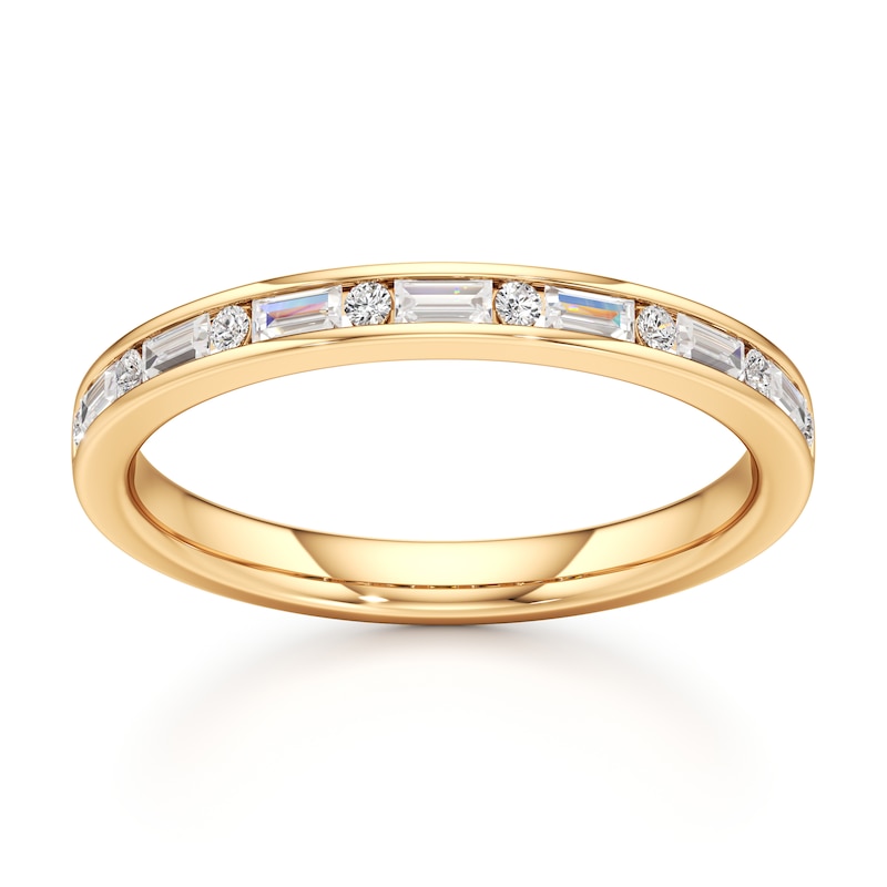 Main Image 1 of J'Lure Baguette & Round-Cut Lab-Grown Diamond Wedding Band 1/3 ct tw 18K Yellow Gold
