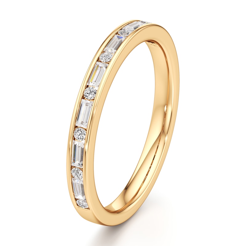 Main Image 4 of J'Lure Baguette & Round-Cut Lab-Grown Diamond Wedding Band 1/3 ct tw 18K Yellow Gold