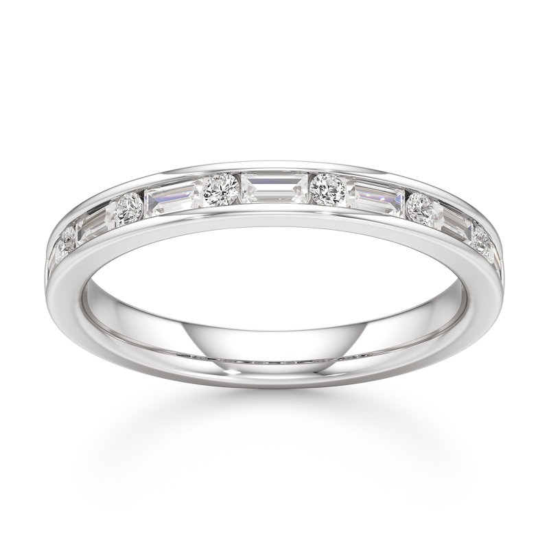 Main Image 1 of J'Lure Baguette & Round-Cut Lab-Grown Diamond Wedding Band 3/8 ct tw 18K White Gold