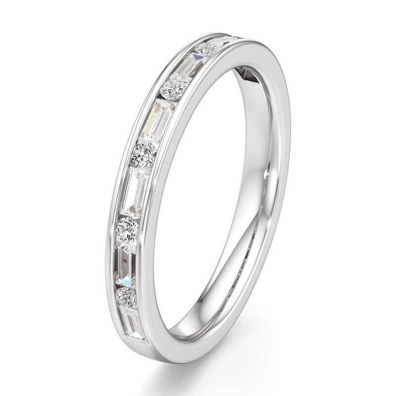 Main Image 4 of J'Lure Baguette & Round-Cut Lab-Grown Diamond Wedding Band 3/8 ct tw 18K White Gold