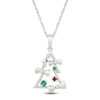 Thumbnail Image 1 of Lab-Created Gemstone Christmas Tree Necklace with Bows Sterling Silver 18"