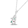 Thumbnail Image 2 of Lab-Created Gemstone Christmas Tree Necklace with Bows Sterling Silver 18"