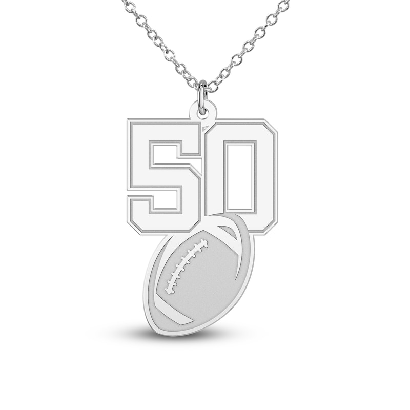 Main Image 3 of Engravable Sports Number Necklace Sterling Silver 18"