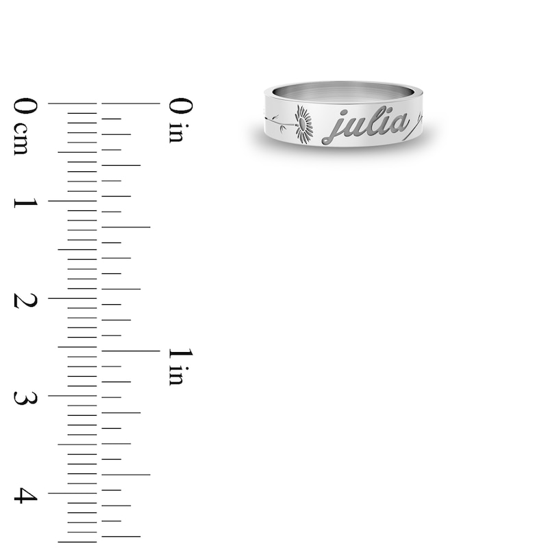 Main Image 6 of Birth Flower & Name Ring 14K White Gold